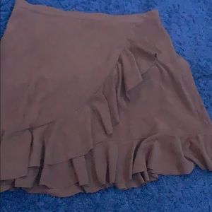 brown ruffle mini skirt